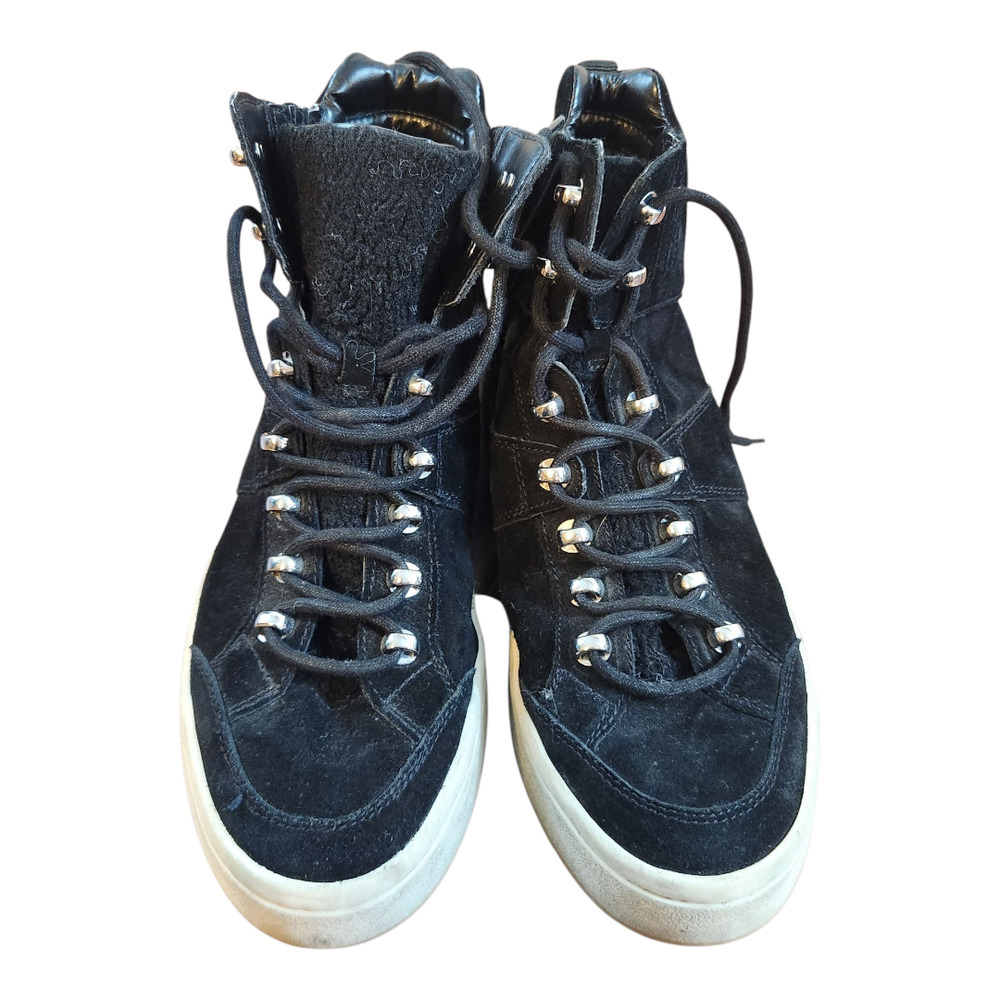 Marc Fisher LTD MLMally Black high suede leather sneakers womens sz 10